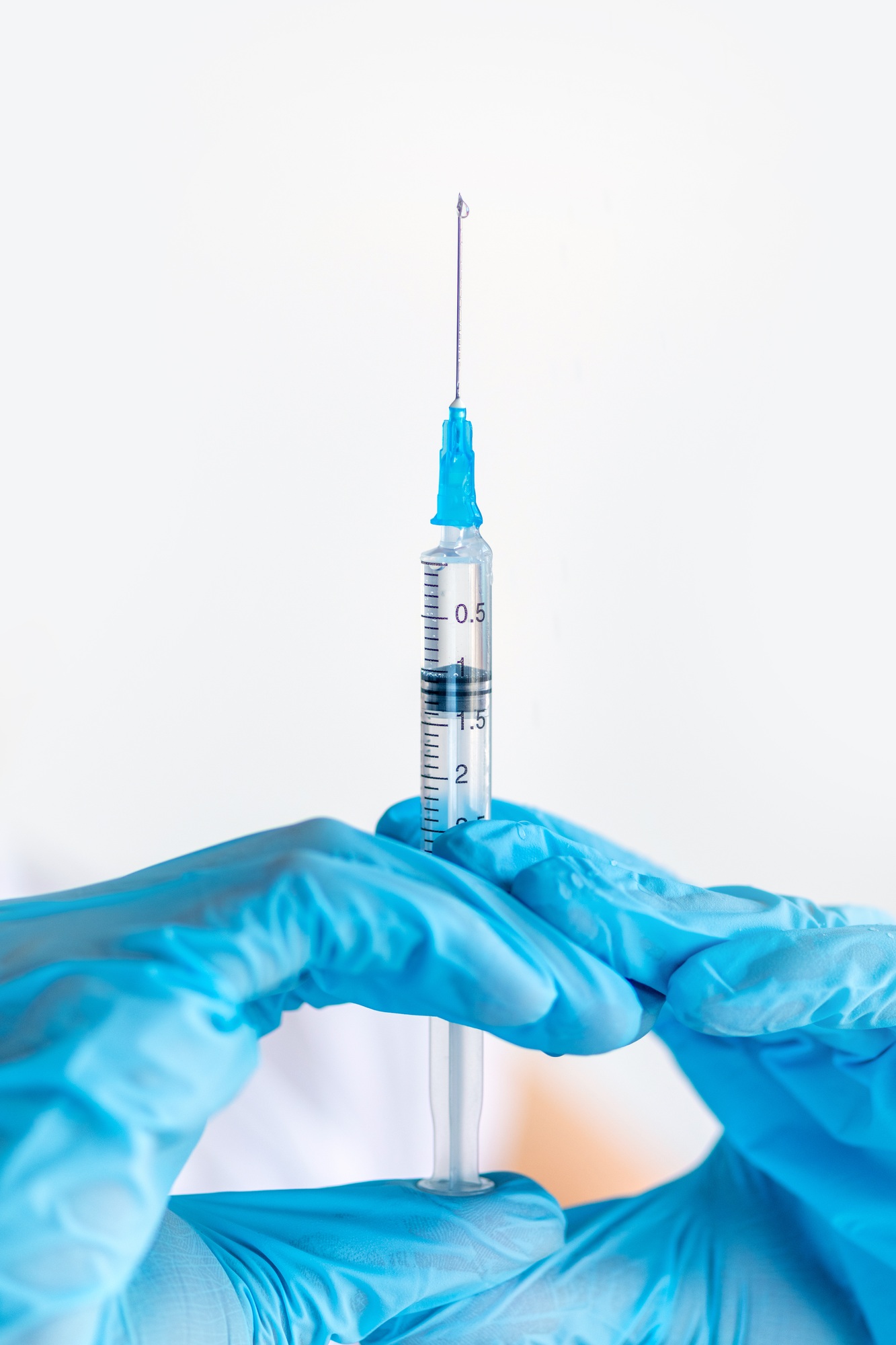 Syringe for injection in nurse hand