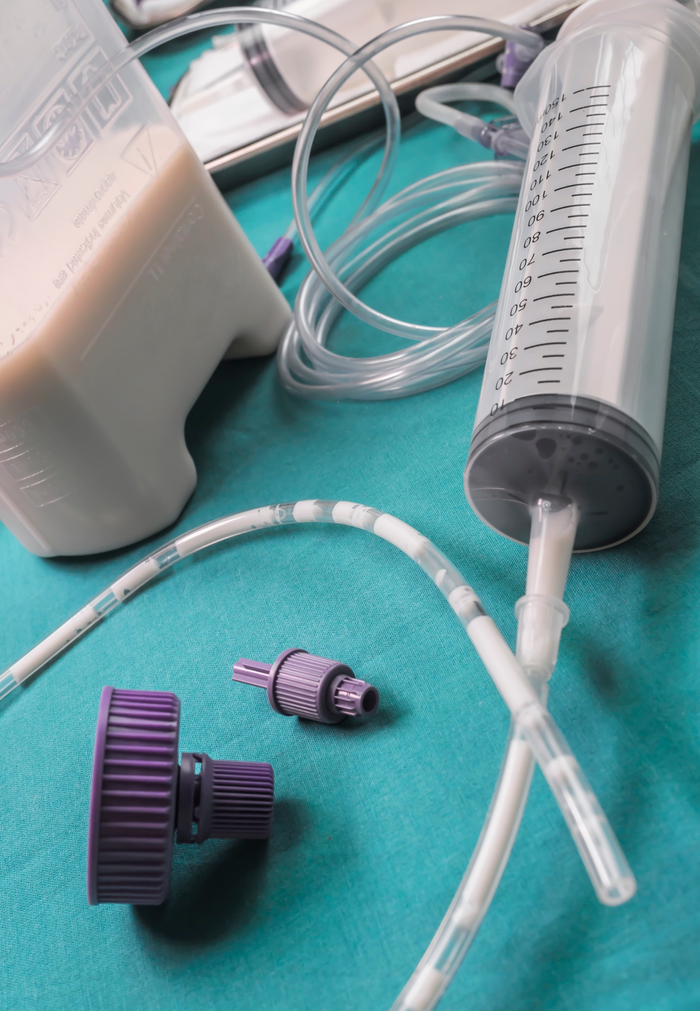 Team of enteral nutrition prepared in hospital, palliative care, conceptual image